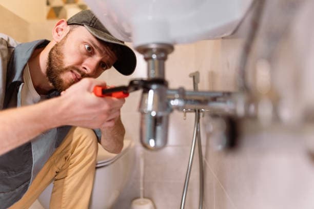 Professional plumber at work